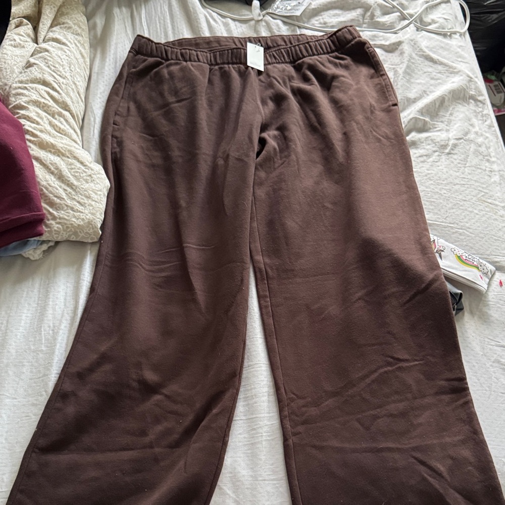 Brown wide leg sweat Pants